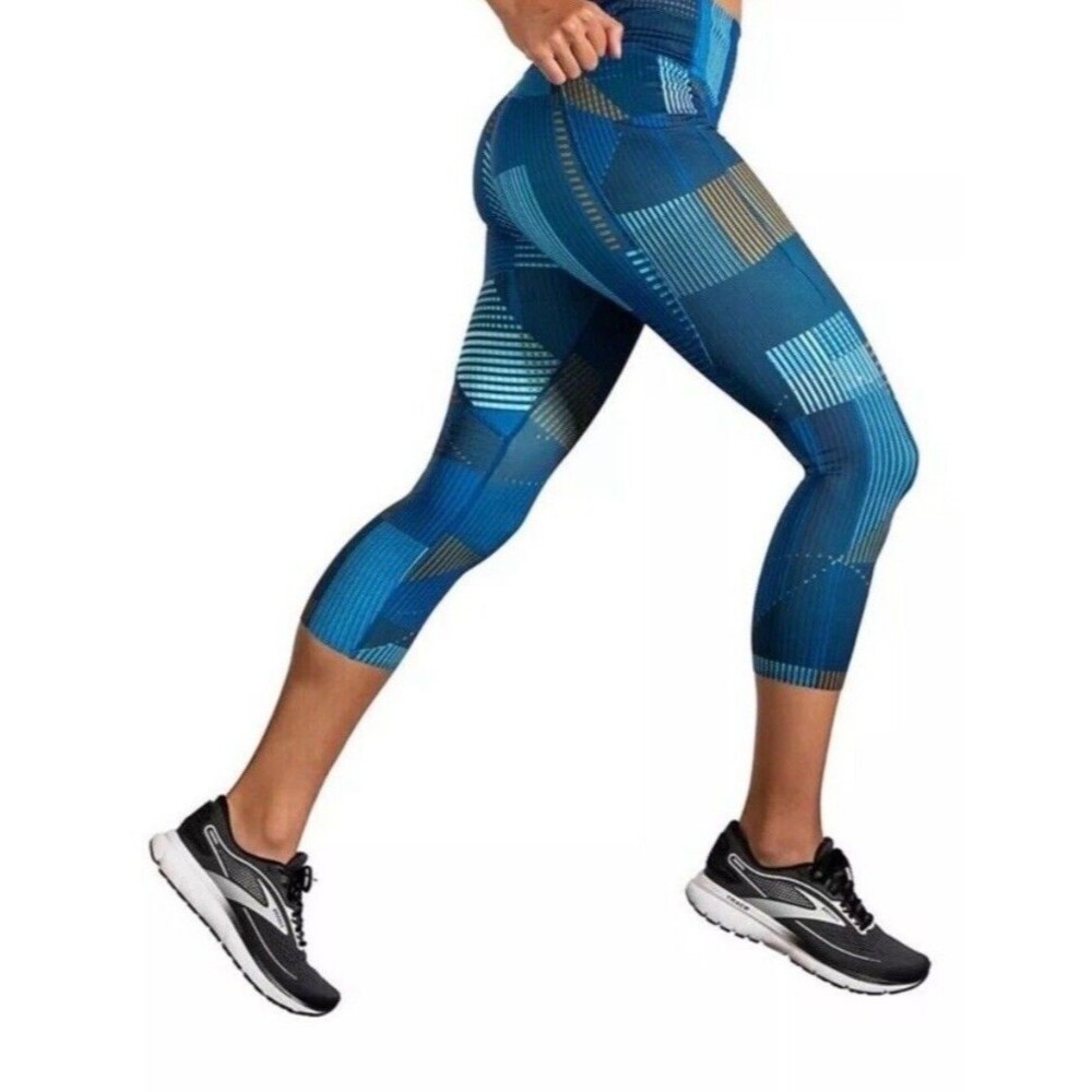 Brooks Method 3/4 Running Tights Women’s XS Motion Print Athletic Vent Holes NEW